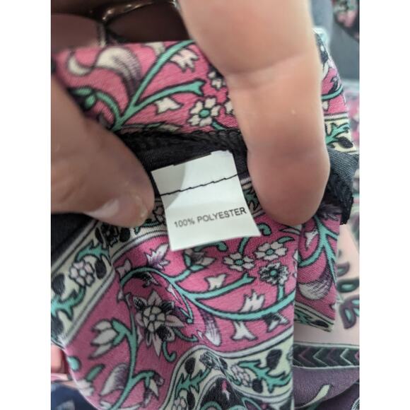 Vintage Y2K Boho Paisley Slip Dress Pink Black Handkerchief Hem Spaghetti Strap - Picture 6 of 10